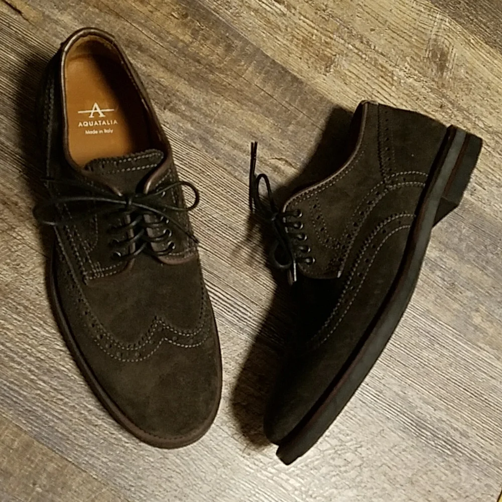 Aquatalia Olive Green Suede Wingtip Oxfords